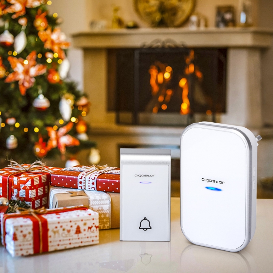 Aigostar - Plugin trådlös dörrklocka 230V IP44 vit