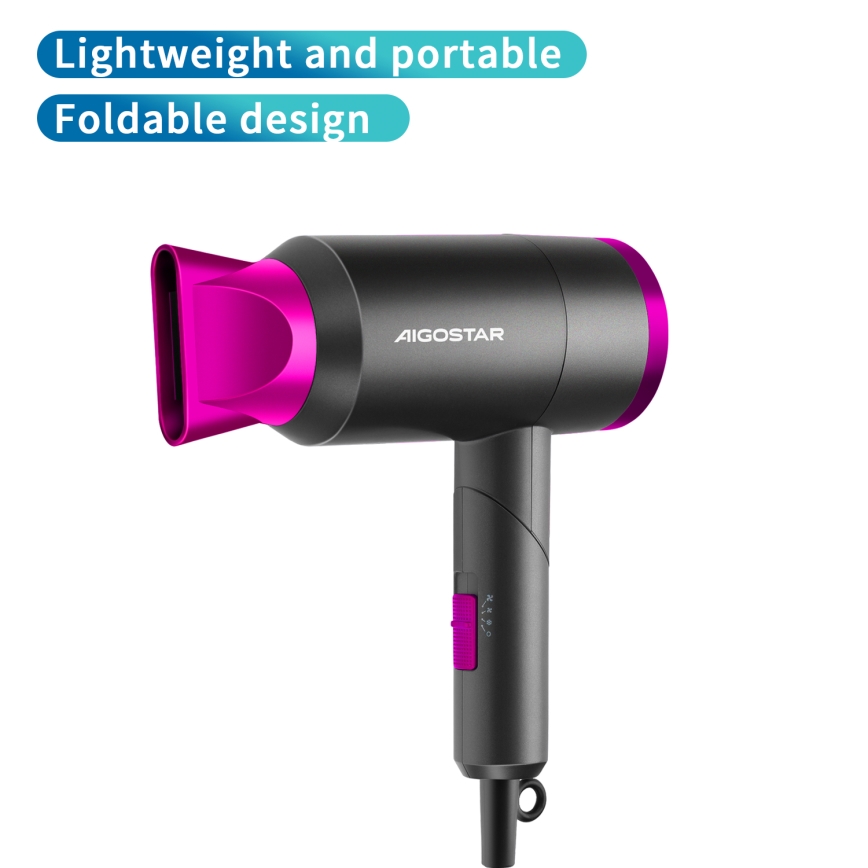 Aigostar - Resehårfön 1800W/230V lila/svart