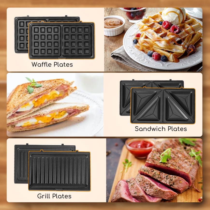 Aigostar - Sandwich järn 800W/230V svart