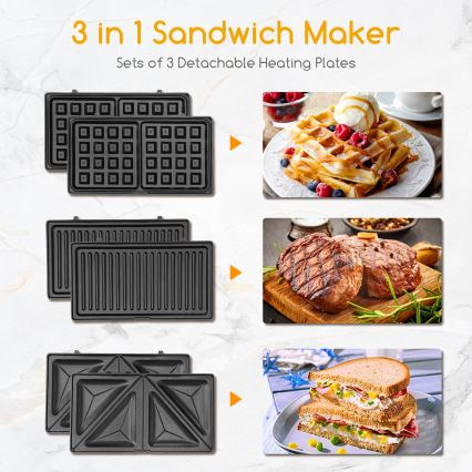 Aigostar - Sandwich järn 800W/230V svart