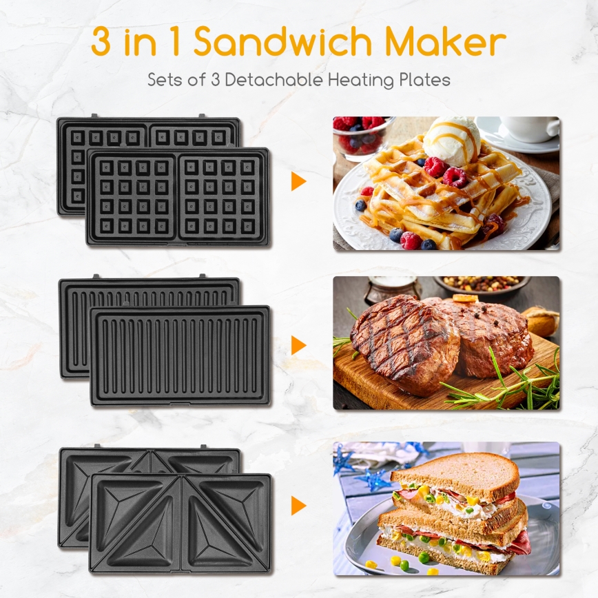 Aigostar - Sandwich järn 800W/230V svart