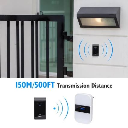 Aigostar - SET 2x Trådlös ringklocka för vägguttag 230V IP44 vit/svart