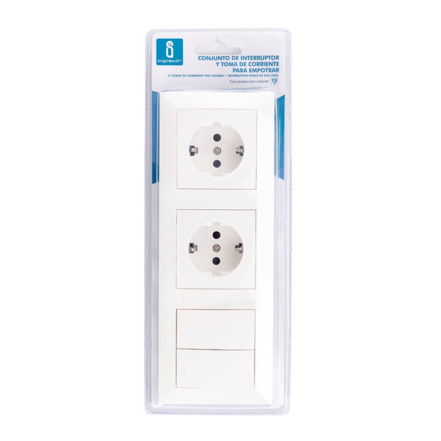 Aigostar - SET 2x Uttag med strömbrytare 2x16A/250V