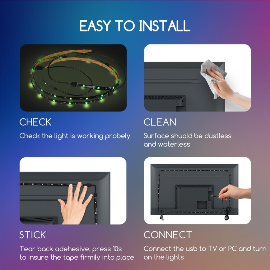Aigostar - SET 4x LED RGB Dimbar slinga 0,5m LED/2,5W/5V IP65 + RC