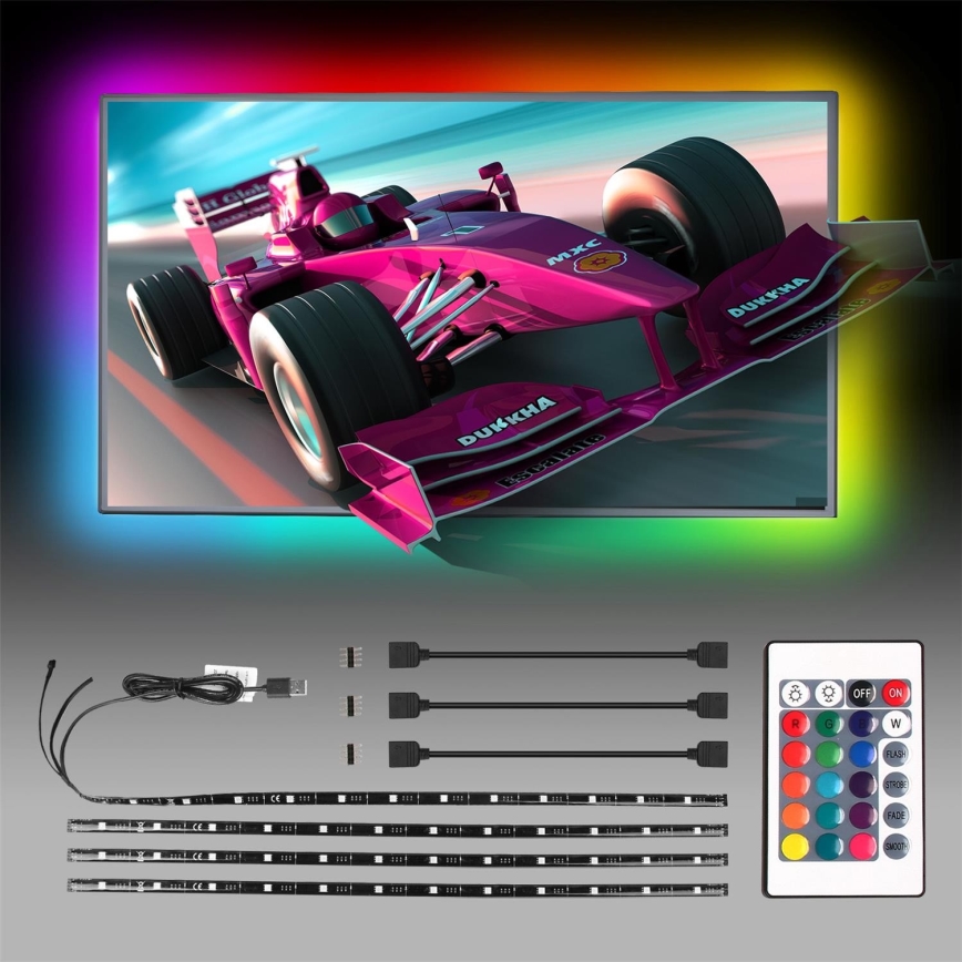 Aigostar - SET 4x LED RGB Dimbar slinga 0,5m LED/2,5W/5V IP65 + RC