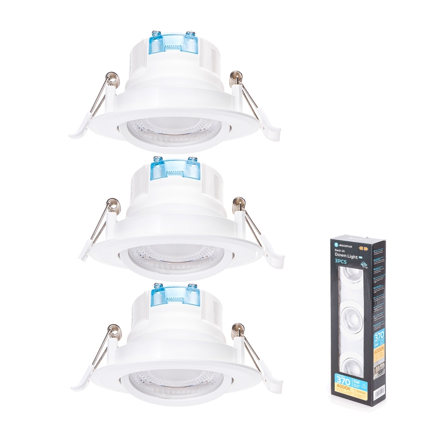 Aigostar - Set med 3 infällda LED-armaturer LED/5W/230V 4000K diam. 8,5 cm vit