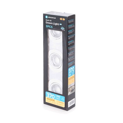 Aigostar - Set med 3 infällda LED-armaturer LED/5W/230V 4000K diam. 8,5 cm vit