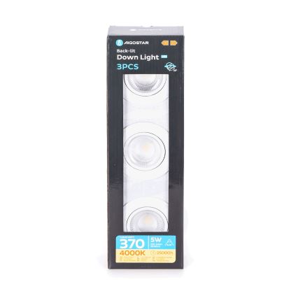Aigostar - Set med 3 infällda LED-armaturer LED/5W/230V 4000K diam. 8,5 cm vit