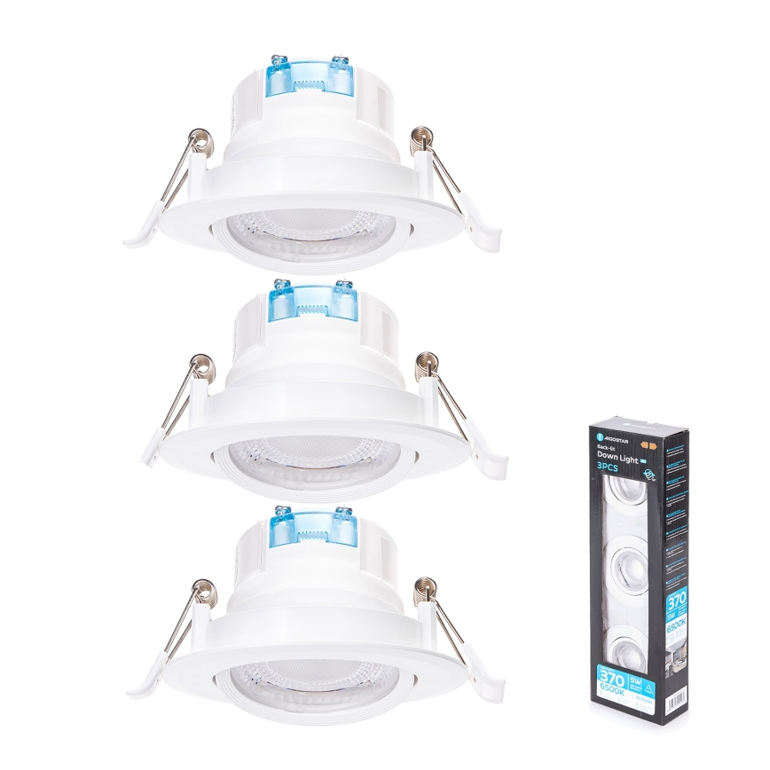 Aigostar - Set om 3 infällda LED-downlights LED/5W/230V 6500K Ø 8,5 cm vit