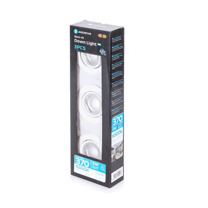 Aigostar - Set om 3 infällda LED-downlights LED/5W/230V 6500K Ø 8,5 cm vit