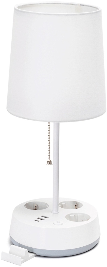 Aigostar - Skrivbordslampa med uttag och USB-portar 1xE27/60W/230V vit