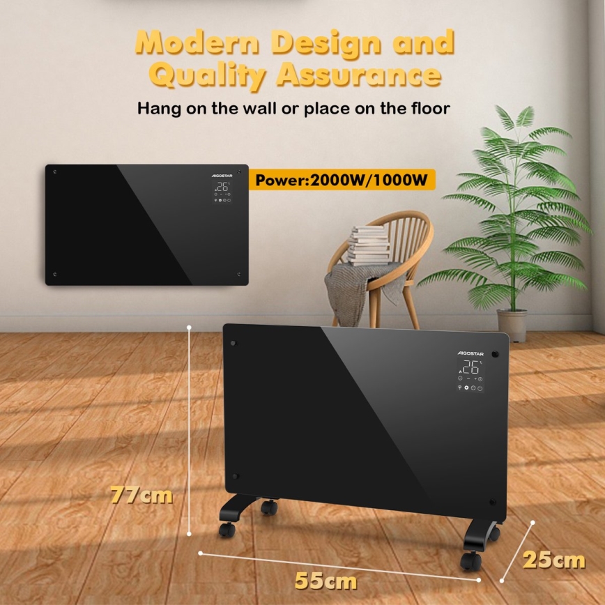 Aigostar - Smart elektrisk direktvärmare/konvektor 2000W Wi-Fi