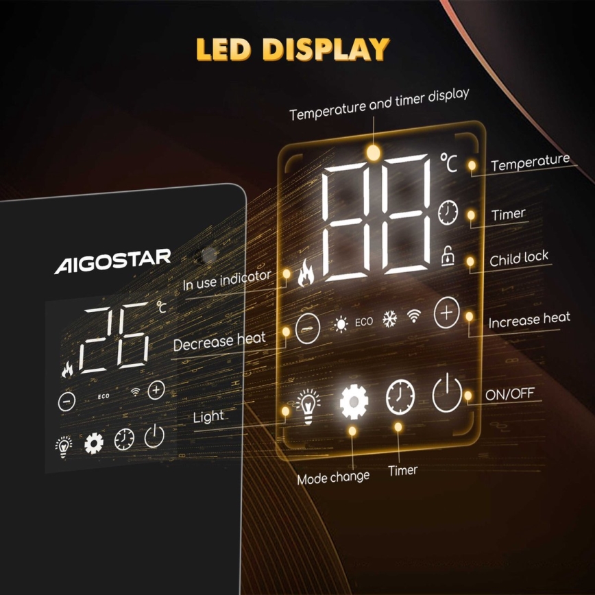Aigostar - Smart elektrisk direktvärmare/konvektor 2000W Wi-Fi