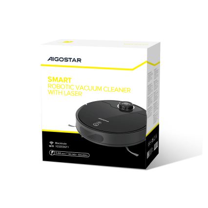 Aigostar - Smart robotdammsugare 2i1 12W/230V 3300mAh Wi-Fi svart
