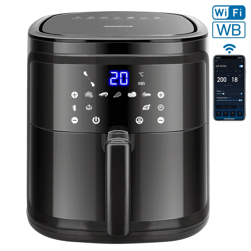 Aigostar - Smart varmluftsfritös 7l 1900W/230V/60min Wi-Fi