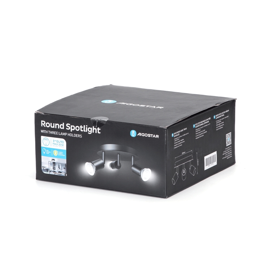 Aigostar - Spotlampa 3xGU10/60W/230V svart
