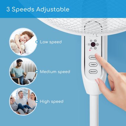 Aigostar - Stående fläkt 40W/230V 120 cm vit