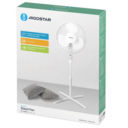Aigostar - Stående fläkt 40W/230V 120 cm vit