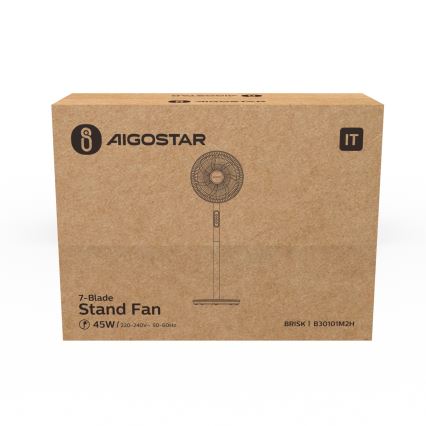 Aigostar - Stående fläkt 45W/230V 110 cm vit