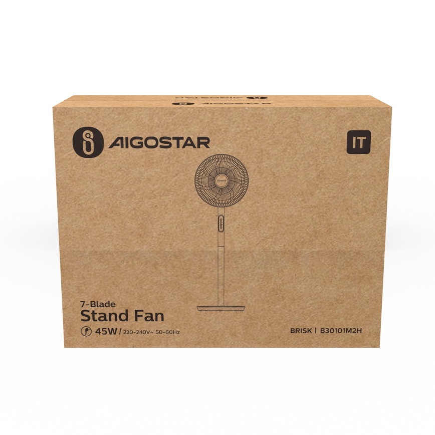 Aigostar - Stående fläkt 45W/230V 110 cm vit