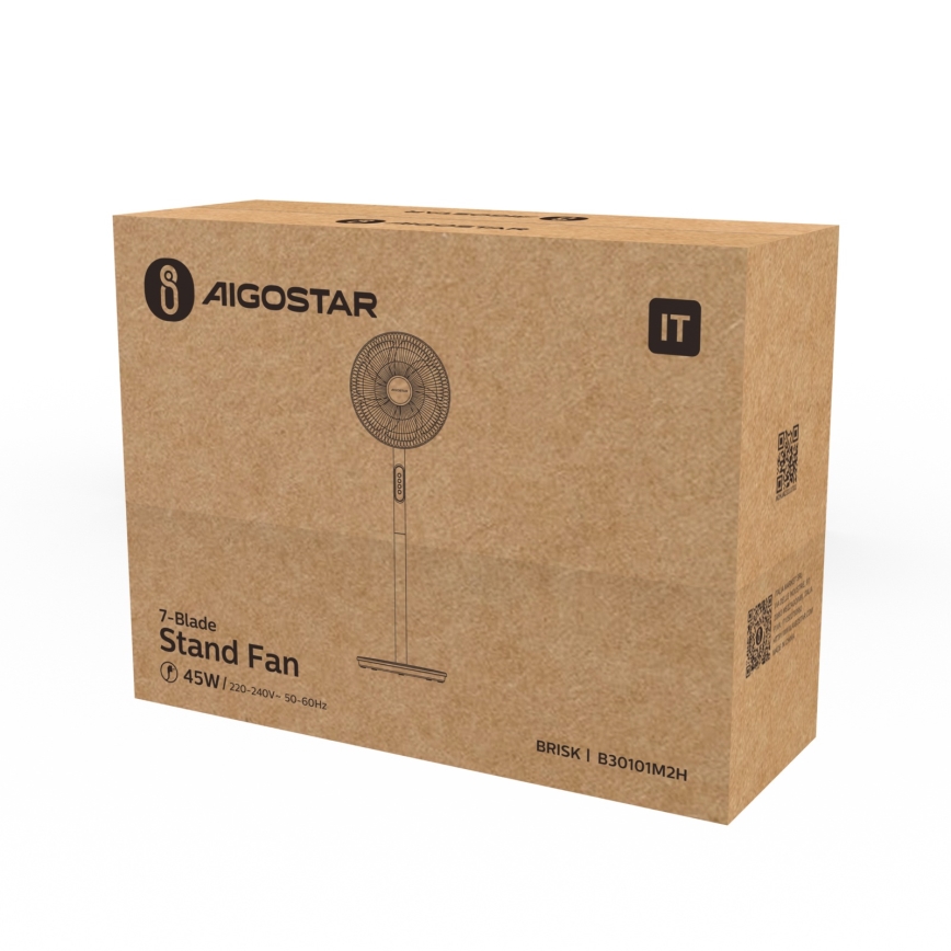 Aigostar - Stående fläkt 45W/230V 110 cm vit