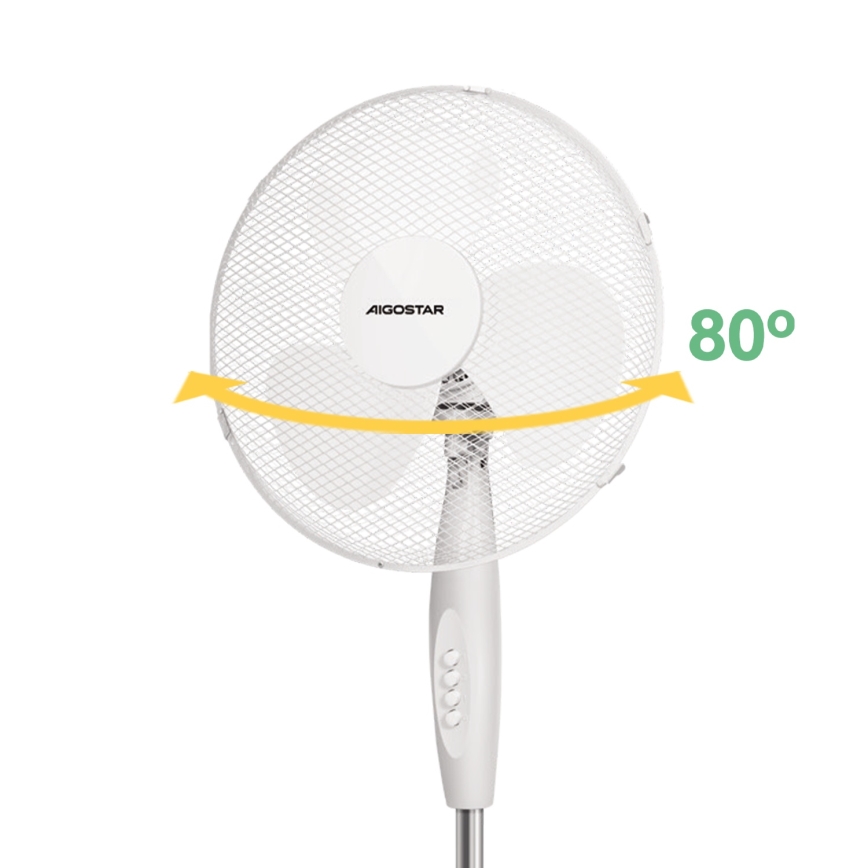 Aigostar - Stående fläkt 45W/230V 125 cm vit