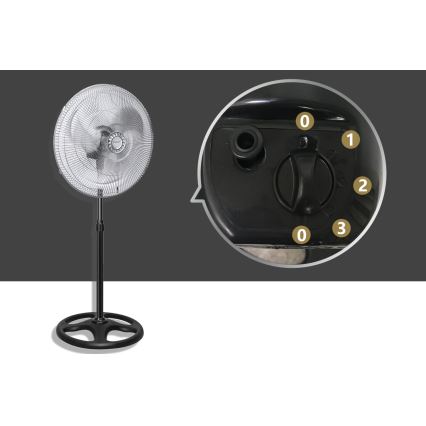 Aigostar - Stående fläkt 55W/230V skinande krom/svart