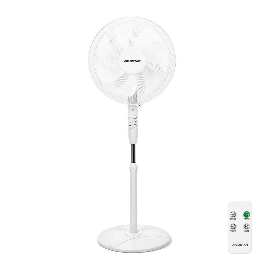 Aigostar - Stående fläkt 60W/230V vit + fjärrkontroll