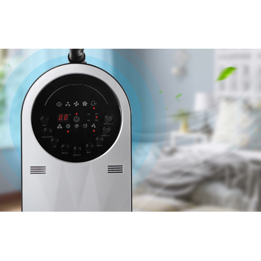 Aigostar - Stående fläkt med dimeffekt 95W/230V svart/grå + fjärrkontroll