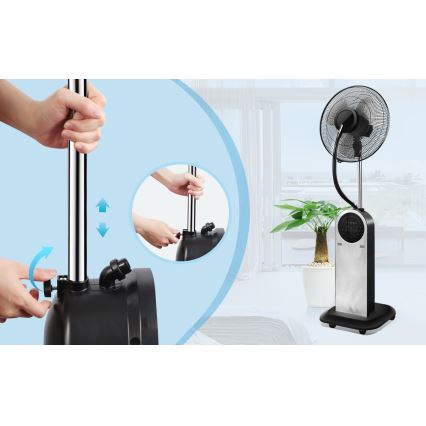 Aigostar - Stående fläkt med dimeffekt 95W/230V svart/grå + fjärrkontroll