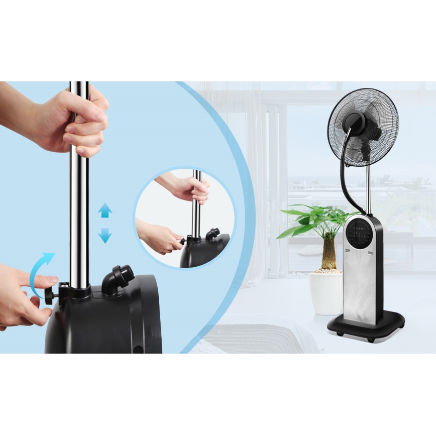 Aigostar - Stående fläkt med dimeffekt 95W/230V svart/grå + fjärrkontroll