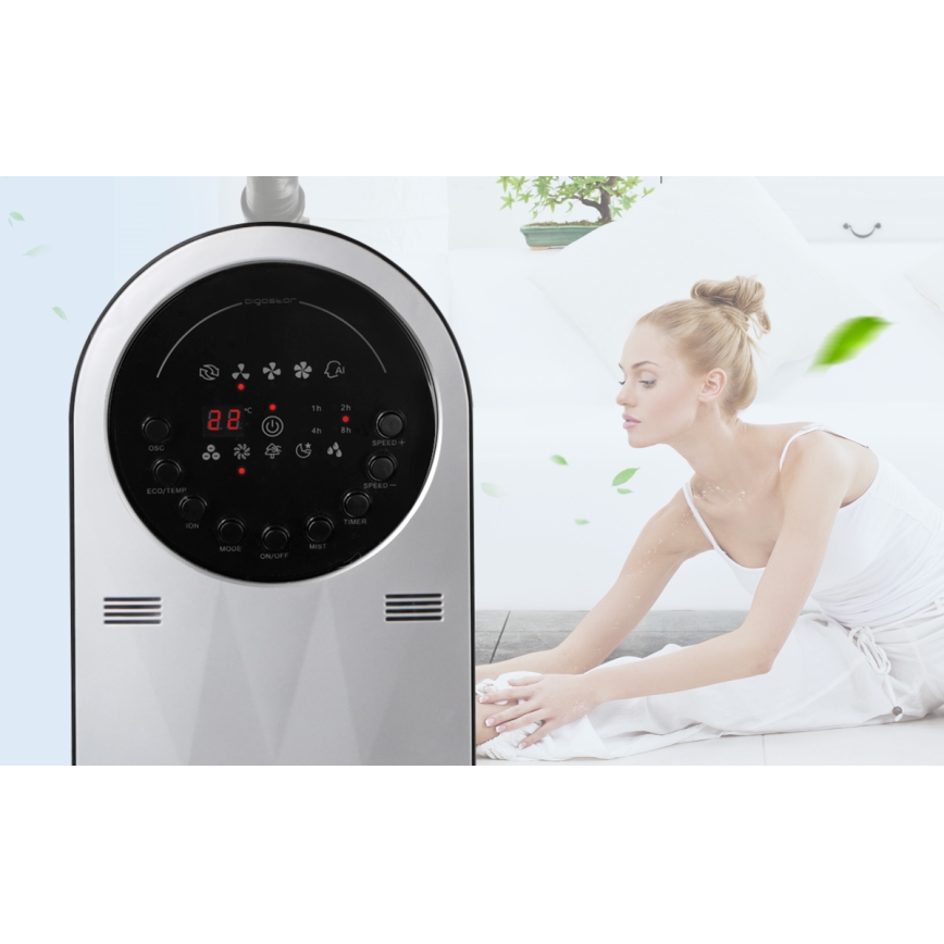 Aigostar - Stående fläkt med dimeffekt 95W/230V svart/grå + fjärrkontroll