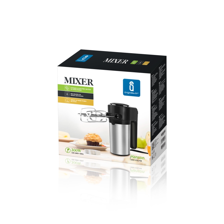Aigostar - Stavmixer 300W/230V svart/matt krom