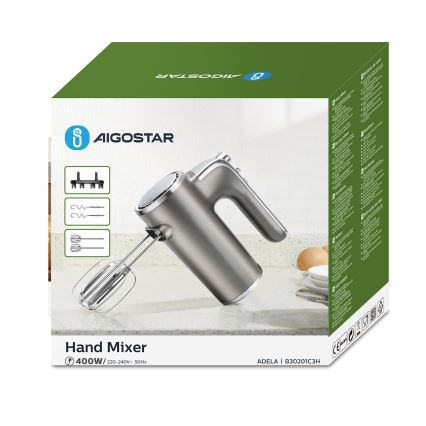 Aigostar - Stavmixer 400W/230V grå/matt krom