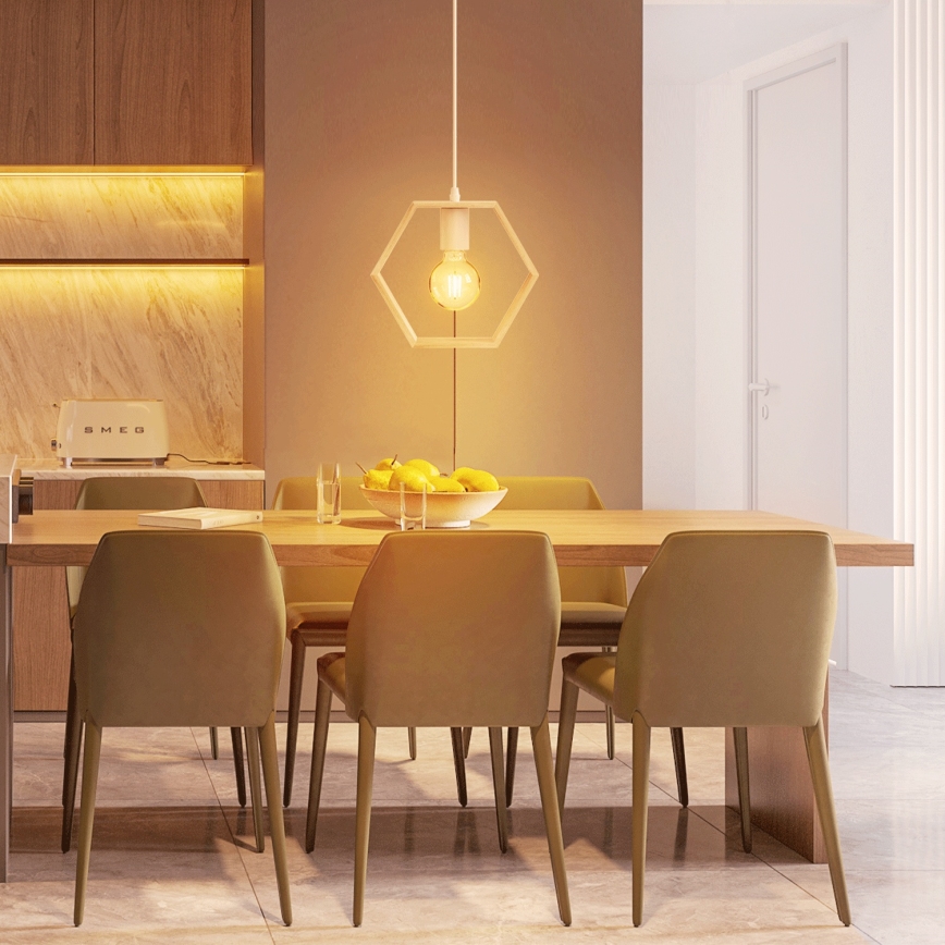 Aigostar - Takpendel med sladd 1xE27/60W/230V beige