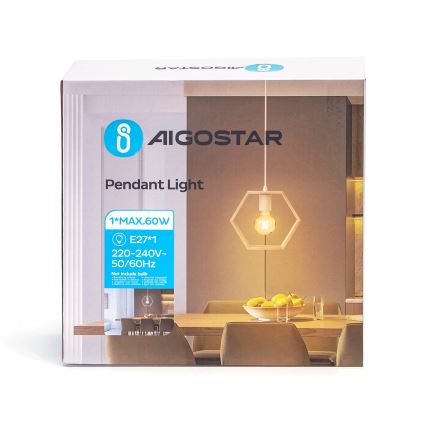 Aigostar - Takpendel med sladd 1xE27/60W/230V beige