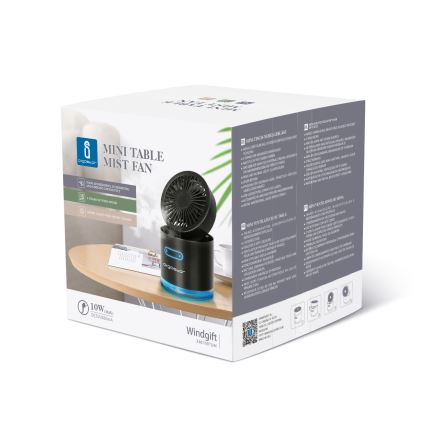Aigostar - RGB Trådlös mini bordfläkt med dimmseffekt MIST 10W/5V 2000mAh svart