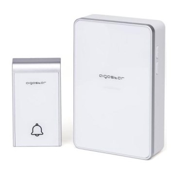 Aigostar - Trådlös ringklocka 3xAA IP44 vit/silver