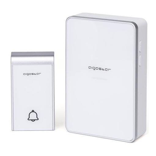 Aigostar - Trådlös ringklocka 3xAA IP44 vit/silver