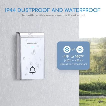 Aigostar - Trådlös ringklocka 3xAA IP44 vit/silver