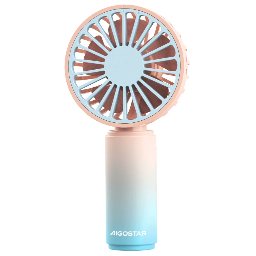 Aigostar - Uppladdningsbar fickfläkt 3W/5V 500mAh USB rosa/blå