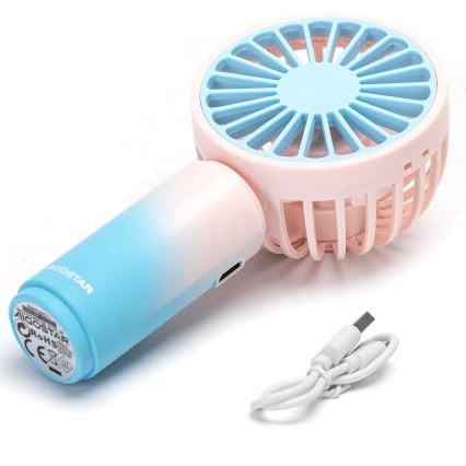 Aigostar - Uppladdningsbar fickfläkt 3W/5V 500mAh USB rosa/blå