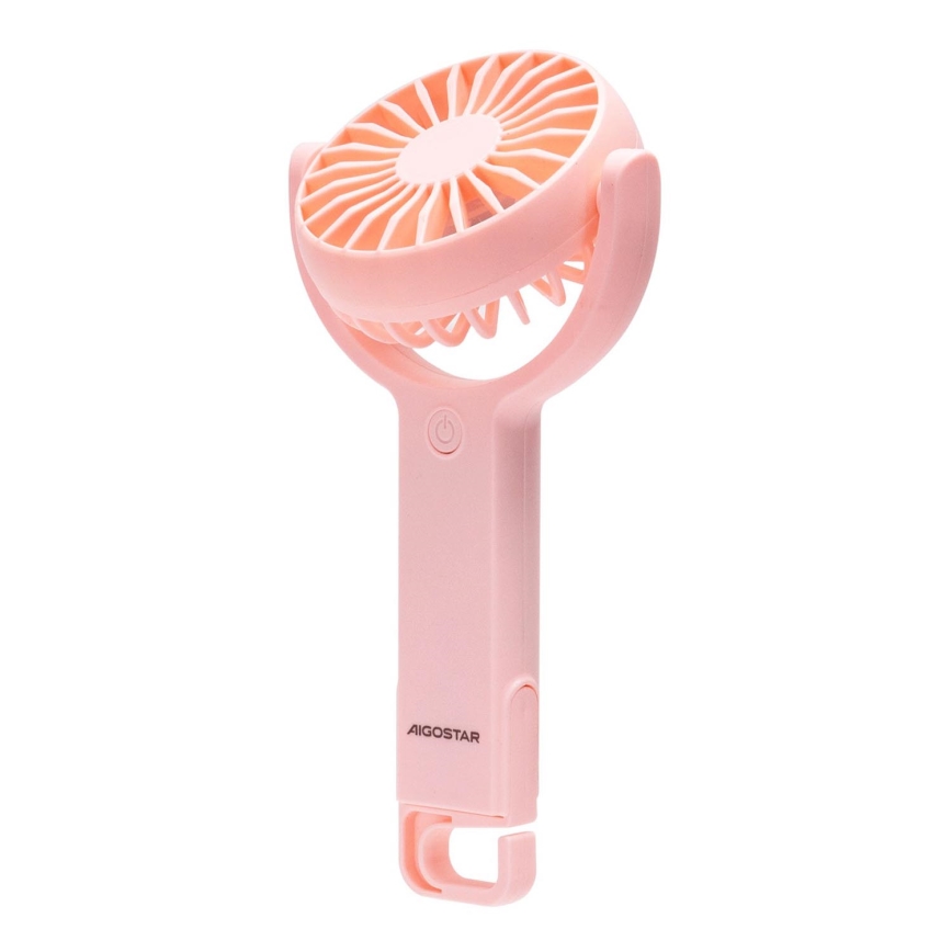 Aigostar - Uppladdningsbar fickfläkt 4,5W/3,7V 1200mAh USB rosa