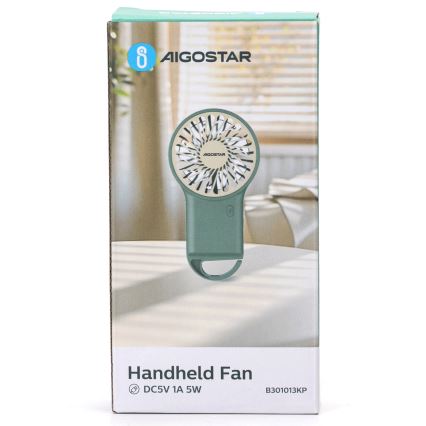 Aigostar - Uppladdningsbar fickfläkt 4W/5V 500mAh USB grön