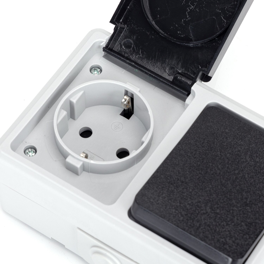 Aigostar - Utomhus Strömbrytare 1P med uttag 1x16A/250V IP54