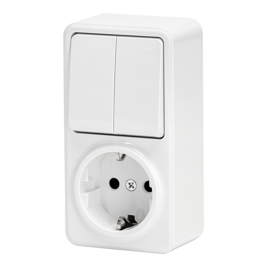 Aigostar - Väggbrytare för kontakt 2P med uttag 1x10A/250V