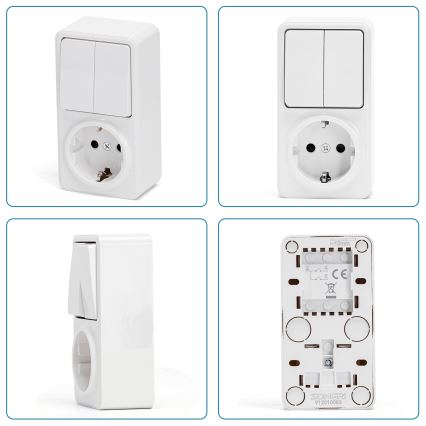 Aigostar - Väggbrytare för kontakt 2P med uttag 1x10A/250V