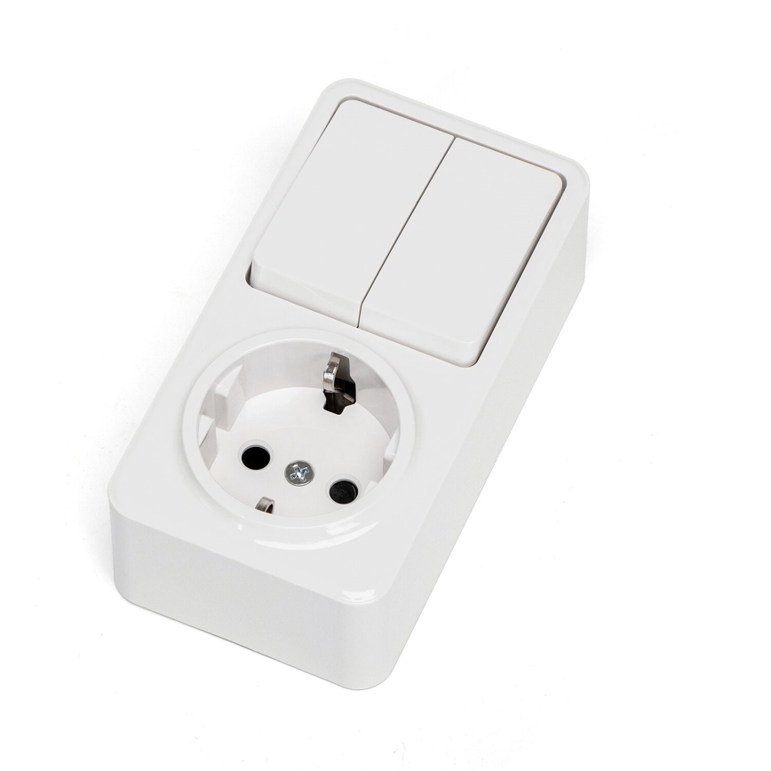 Aigostar - Väggbrytare för kontakt 2P med uttag 1x10A/250V