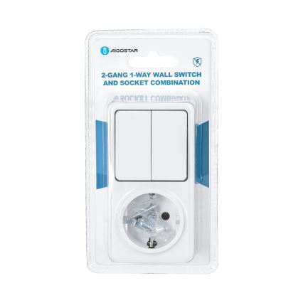 Aigostar - Väggbrytare för kontakt 2P med uttag 1x10A/250V