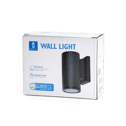 Aigostar - Vägglampa för utomhusbruk 1xGU10/230V svart IP65 rund